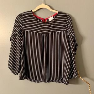 Nordstrom Gray LA blue /white stripe blouse size L